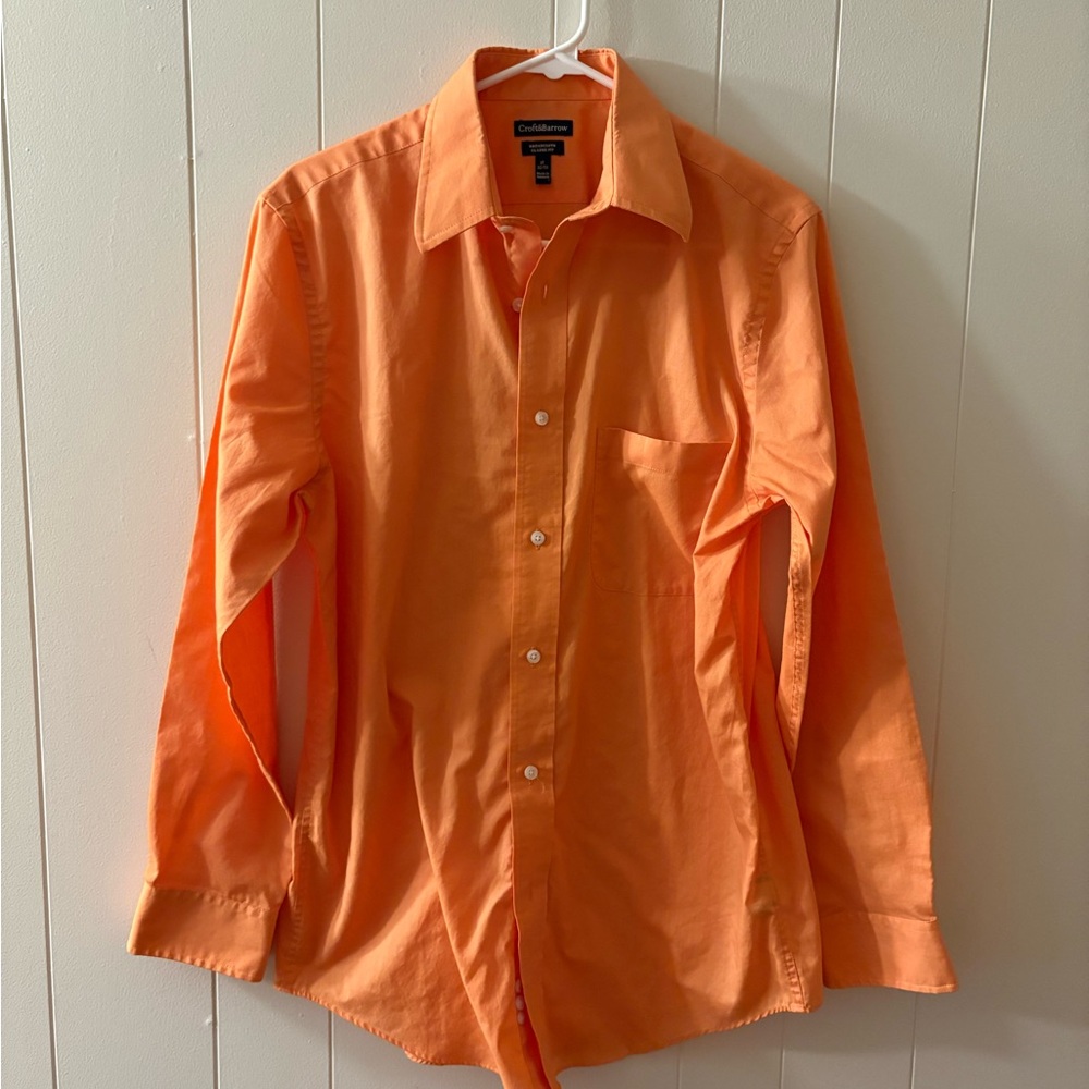 Croft & Barrow Orange Dress Shirt Classic Long Sleeve Mens size 15 fall work